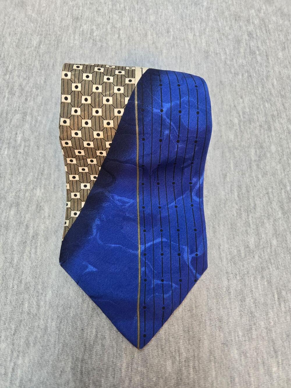 Louis Feraud Tie Mens One Size Multicolor Geometric 100% Silk Satin Necktie